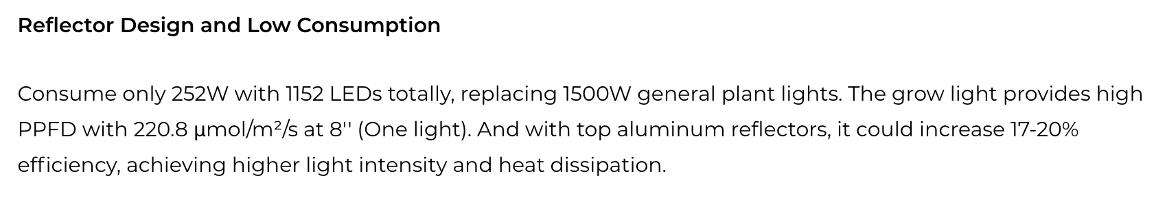 Light PPFD Description