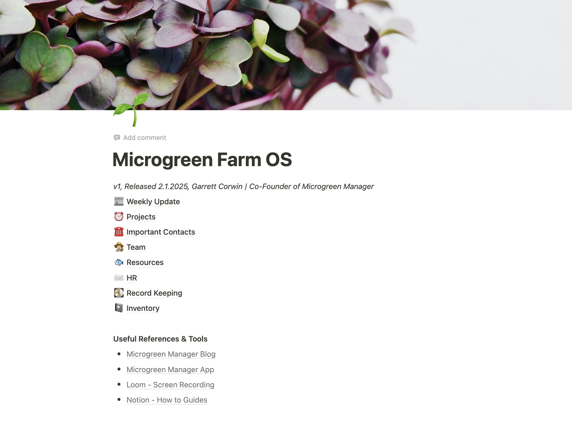 Microgreen Farm OS - Homepage