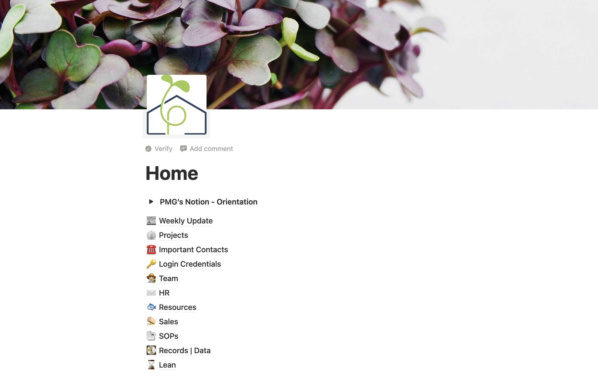 The Piedmont Microgreens Brain in Notion